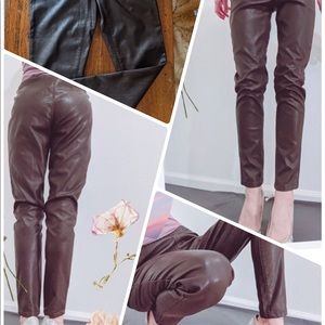 Vintage leather-like bunch top pants